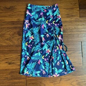 Tropical floral midi skirt